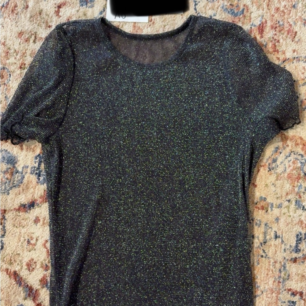 Hollister Black Glitter/Sheer Short Sleeve Tee